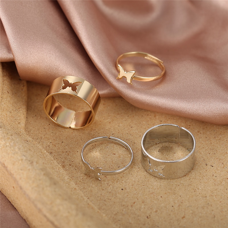 Trendy Gold Butterfly Rings For Women Men Lover Couple Rings Set Frien –  Rose