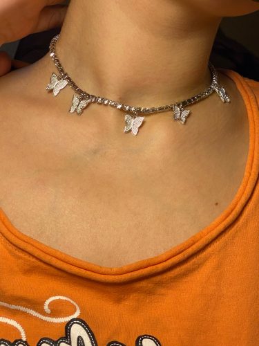 Diamond Butterfly Choker Necklace Women Shining Gift photo review