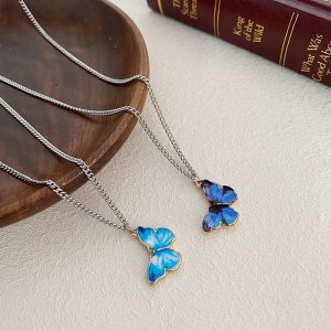 blue butterfly necklace for memorial