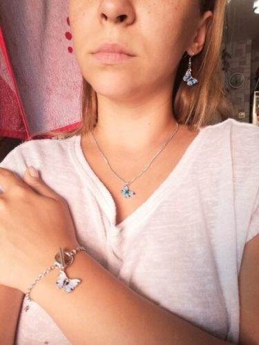 Blue Butterfly Necklace For Memorial Your Loved photo review