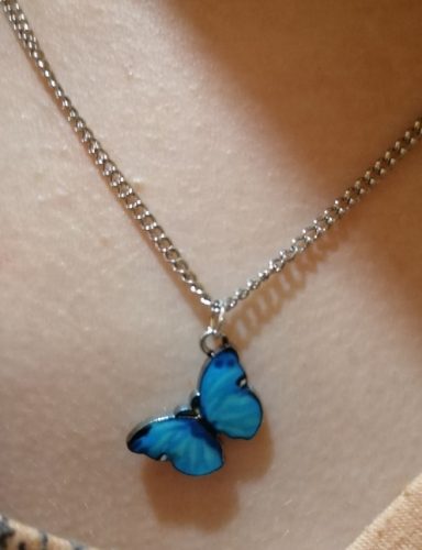 Blue Butterfly Necklace For Memorial Your Loved photo review