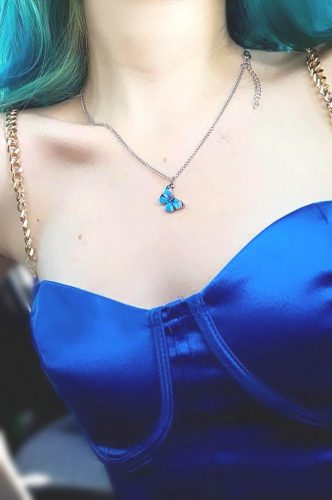 Blue Butterfly Necklace For Memorial Your Loved photo review