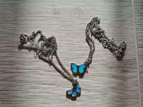 Blue Butterfly Necklace For Memorial Your Loved photo review