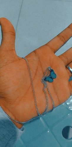 Blue Butterfly Necklace For Memorial Your Loved photo review