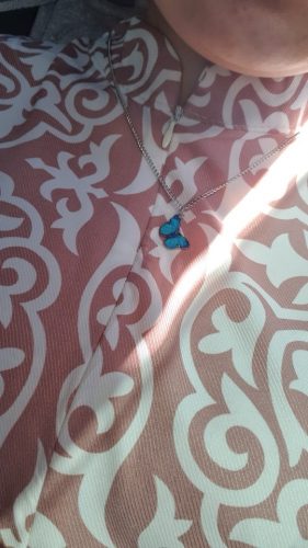 Blue Butterfly Necklace For Memorial Your Loved photo review