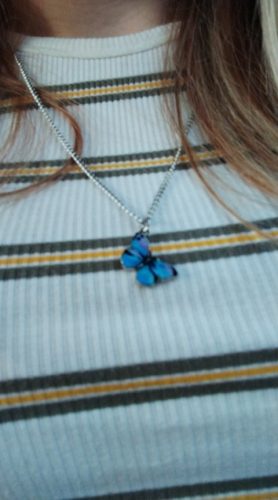 Blue Butterfly Necklace For Memorial Your Loved photo review