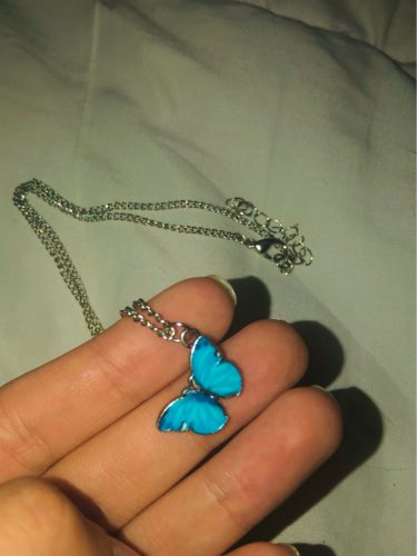 Blue Butterfly Necklace For Memorial Your Loved photo review