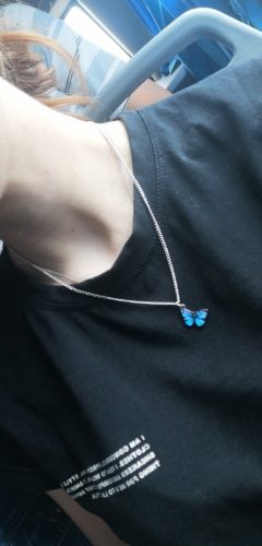Blue Butterfly Necklace For Memorial Your Loved photo review