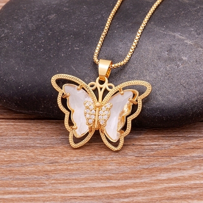 white Butterfly Necklace