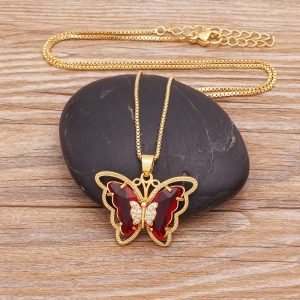 red butterfly necklace