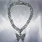 White  Rhinestone Butterfly Necklace Pendent For Women photo review