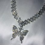 White  Rhinestone Butterfly Necklace Pendent For Women photo review