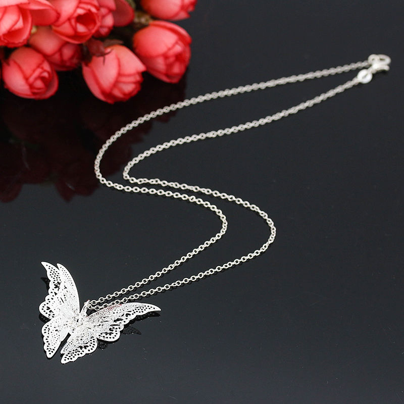 sliver butterfly necklace