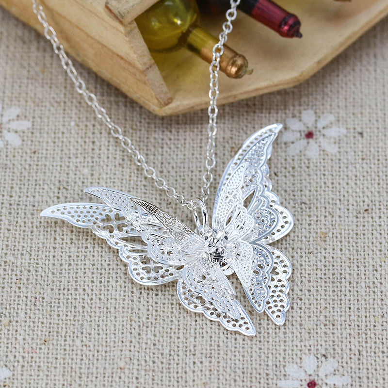 white butterfly necklace