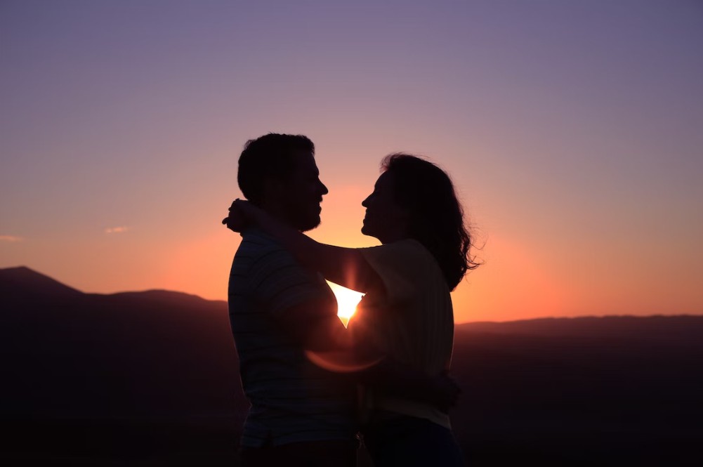 loved couple at sunset