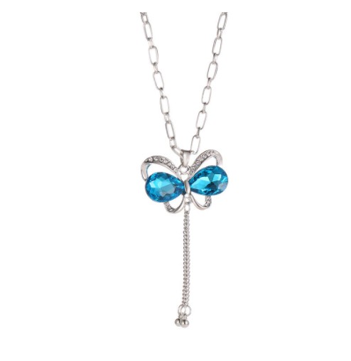925 Sterling Silver Birthstone Crystal Butterfly Necklace