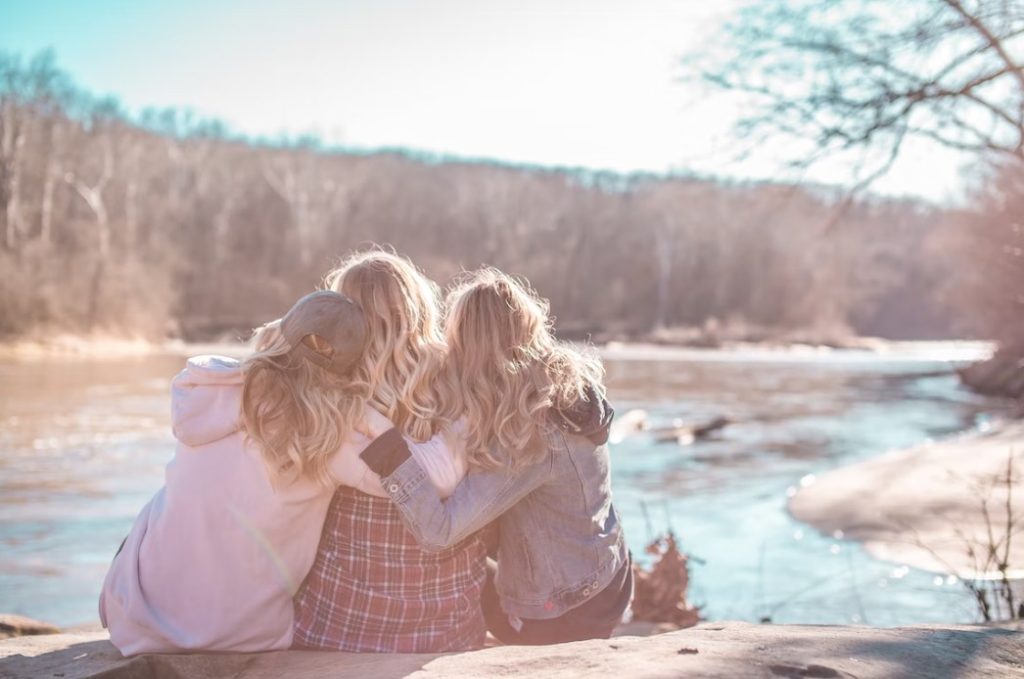 3 girls by the creek