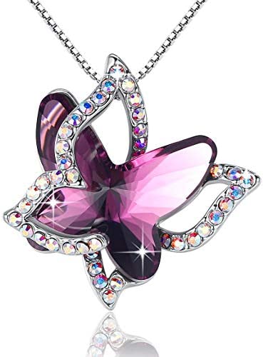 Butterfly Glass Crystal Necklace, .925 Stelring Silver Australian Crys –  KesleyBoutique