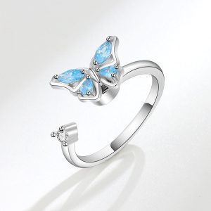 Sterling Silver Cubic Zirconia Butterfly Ring