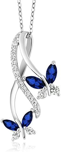 Brilliant Diamond and Blue Sapphire Butterfly Pendant
