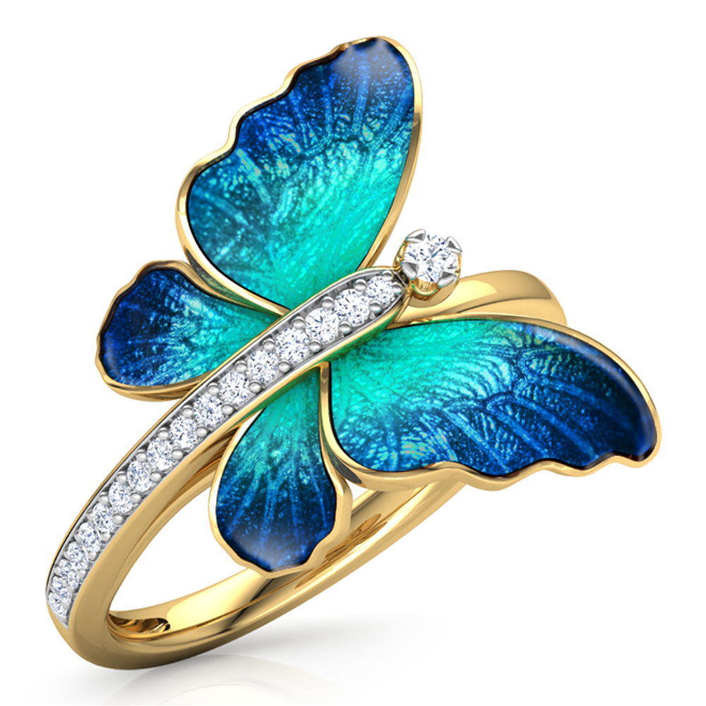 Butterfly Couple Rings with Birthstones