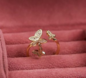 Gold Plated Stackable Butterfly Rings for Women
