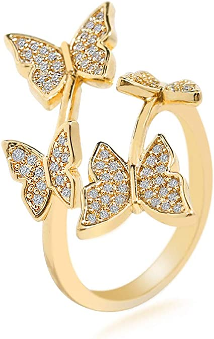 Finest Cubic Zirconia 18K Butterfly Gold Rings