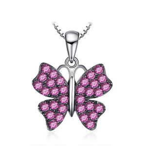 Pink Sapphire Butterfly Necklace