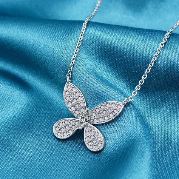 White Gold Sapphire Butterfly Necklace