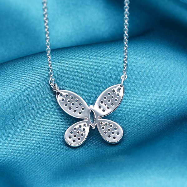 White Gold Sapphire Butterfly Necklace