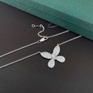 White Gold Sapphire Butterfly Necklace