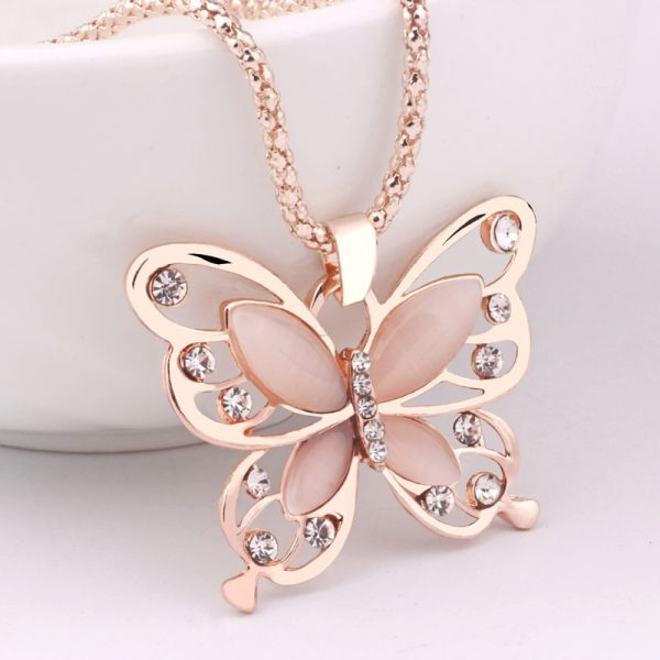 PINK BUTTERFLY NECKLACE CHOKER