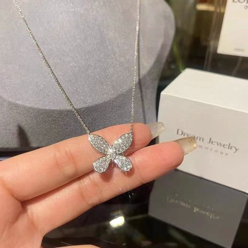 18K White Gold Sapphire Butterfly  Pendant Necklaces photo review