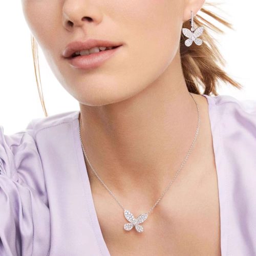 18K White Gold Sapphire Butterfly  Pendant Necklaces photo review