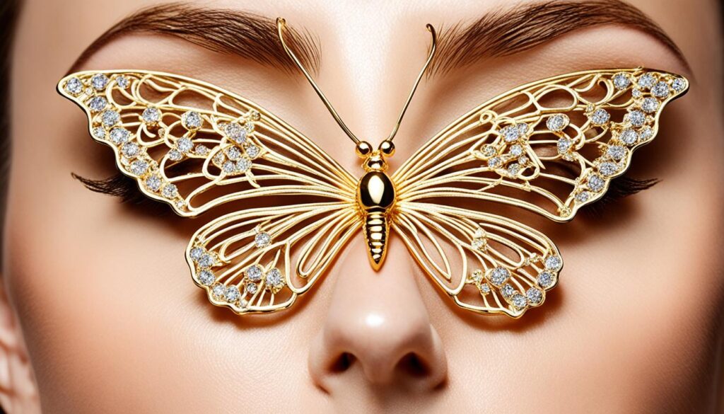 gold butterfly nose ring