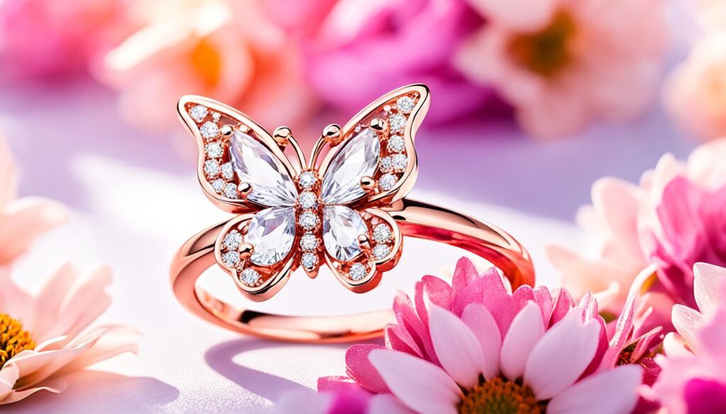 rose gold butterfly ring