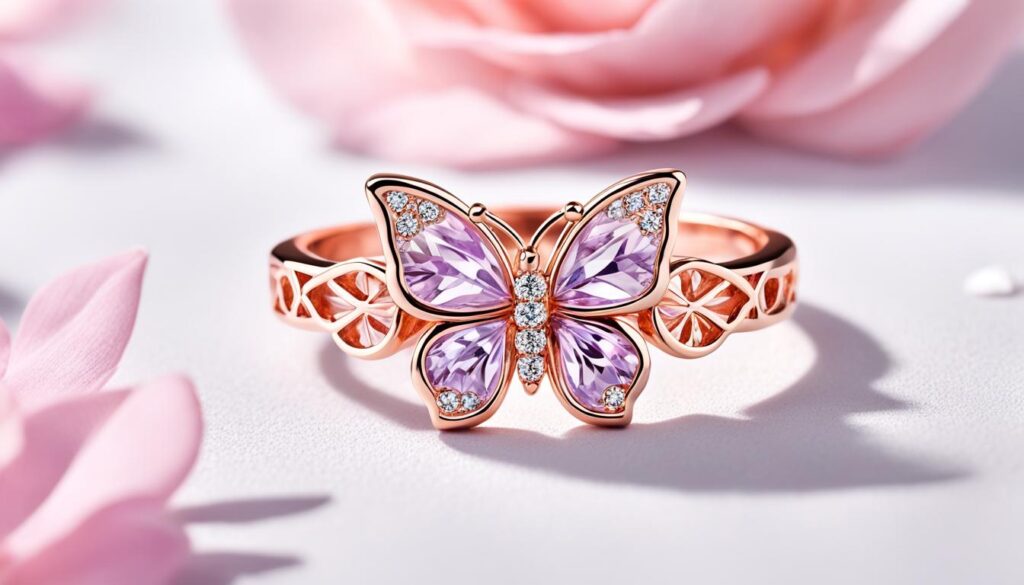 rose gold butterfly ring